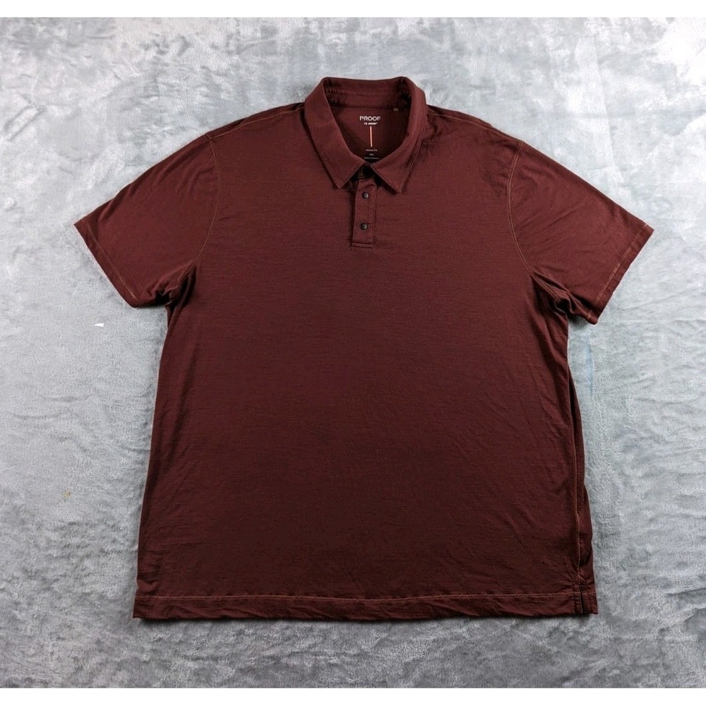 Proof Polo Shirt Mens 2XL Red Purple 72 Hour Merino Wool Blend Short Sleeve READ